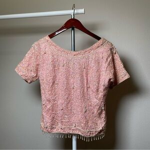 Vintage Helen Wong Beaded Sequin Holiday Top